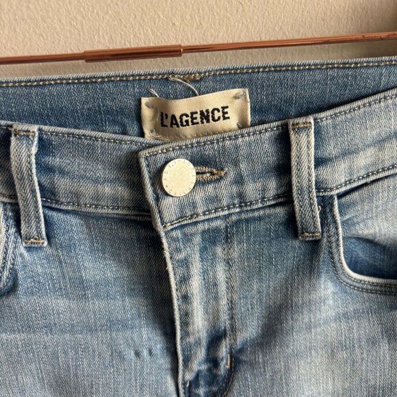 L Agence Women Denim Straight Leg High Waist Light Wash Jeans Naughty Blue Size2 - Picture 6 of 9